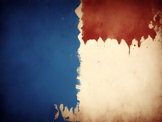 Old paper painted in France flag colors. AI generated illustration