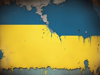 Old paper painted in Ukraine flag colors. AI generated illustration