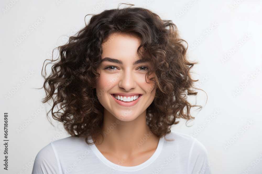 Wall mural generative ai portrait illustration of beautiful young girl have stunning hairstyle after salon - Wall murals