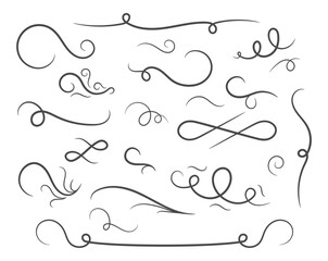 Abstract confusing twisted lines calligraphic design elements and decoration set