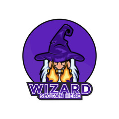 Wizard Magician logo design illustrations vector template