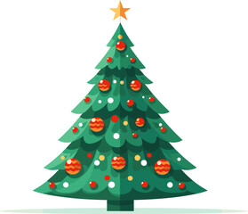 Christmas tree icon. Flat design style modern vector illustration. Isolated on stylish white background. AI genereated illustration