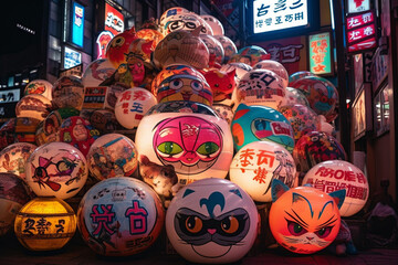 Traditional lanterns in Tokyo. - obrazy, fototapety, plakaty