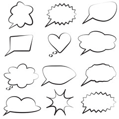 Hand Drawn Pop Art Cartoon and Comic Text Speech Bubble, Black Word Bubble, Speech Box, Word Cloud Vector Set