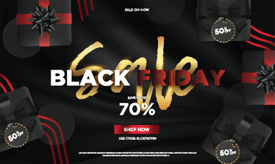 realistic black friday sale with elegant text vector design illustration