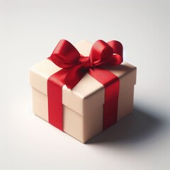 Gift box, present with red ribbon.