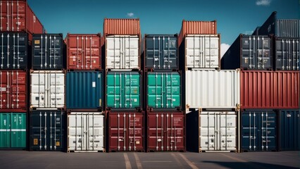 Fototapeta premium background of stacks of containers at the port