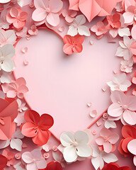 Love hearts background paper origami style - Valentines design theme