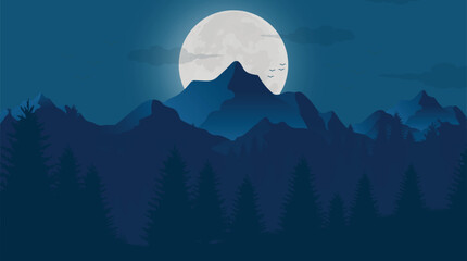 Mount Rainier National Park landscape illustration background. suitable for poster design, travel poster, postcard, art print. - obrazy, fototapety, plakaty