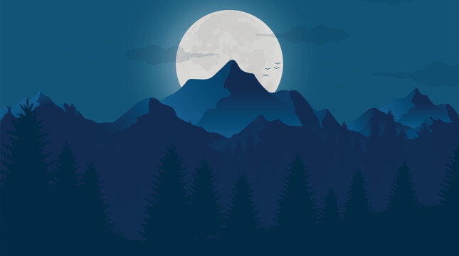 Mount Rainier National Park landscape illustration background. suitable for poster design, travel poster, postcard, art print.