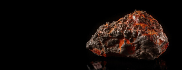 Painite is a rare precious natural geological stone on black background in low key. AI generated.