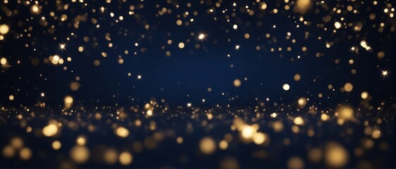 Fototapeta na wymiar Dark blue and gold particle abstract background