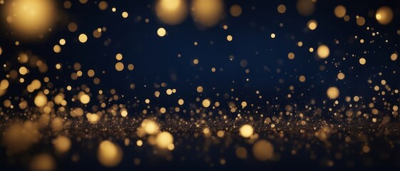 Dark blue and gold particle abstract background