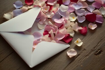 Flower petals envelope, Valentine's mail. Generative AI