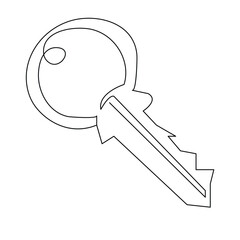 Continuous single line lock key outline vector art  drawing