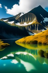 landscape with lake and mountains