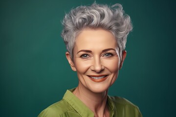 Smiling mature attractive woman, AI generated