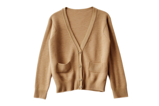 Knitted cardigan in brown color