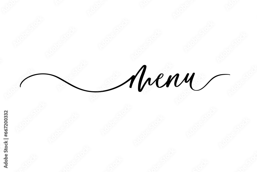 Fototapete menu handwritten text vector script.