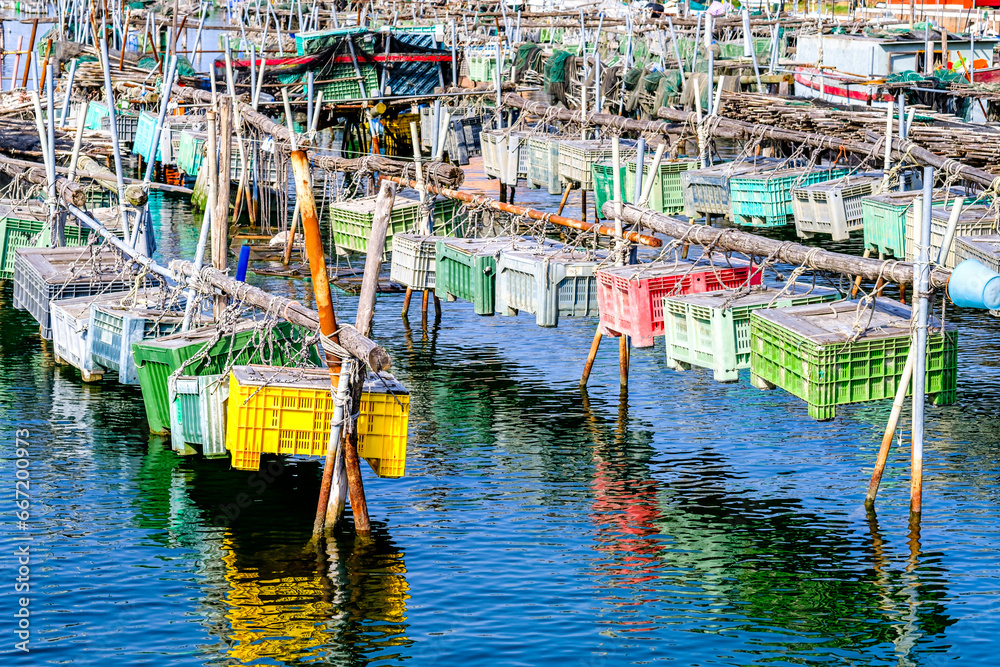 Canvas Prints fishing boxes for shrimps in Chioggia - Italy