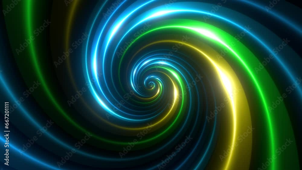 Canvas Prints minimal spiral in infinite rotation. abstract background in blue and green colors. dizzy concentric 