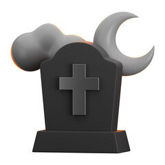 Halloween tombstone icon 3d rendering on isolated background transparent PNG