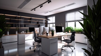 Fototapeta na wymiar Inspiring office interior design Contemporary style Corporate Office featuring Minimalist design architecture. Generative AI AIG 31.