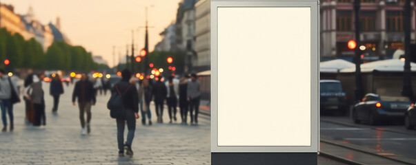 Mockup Display For Advertisements In Public With Bustling Crowd