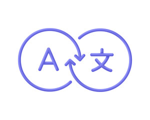 3D Language translation sign. E-learning and education, learning language courses concept. Dictionary.