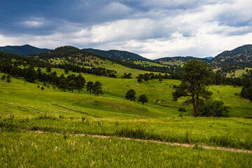 Fototapeta premium Lush, rolling, green hills in the Colorado Front Range