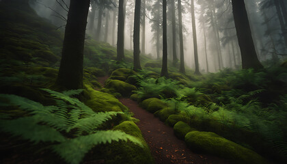 foggy forest in the mountains