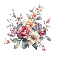 Obraz na płótnie Canvas Vector floral bouquet with watercolor arrangement
