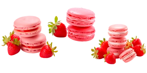 Türaufkleber Macaron with strawberries on an isolated background. © PJang