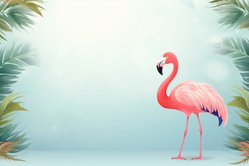 adorable cartoon flamingo banner with room for text. Generative AI