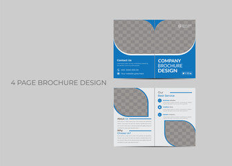 business bifold brochure or magazine cover design vector template
