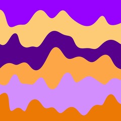 Abstract wavy stripes background with purple and orange color palette