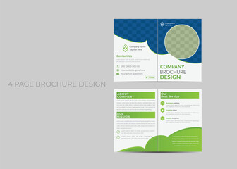 business bifold brochure or magazine cover design vector template