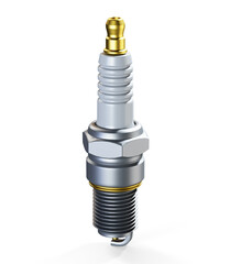 Car spark plug isolated on the white 3d render