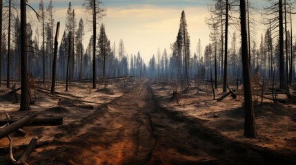 Fototapeta na wymiar Scorched forest after wildfires