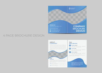 business bifold brochure or magazine cover design vector template