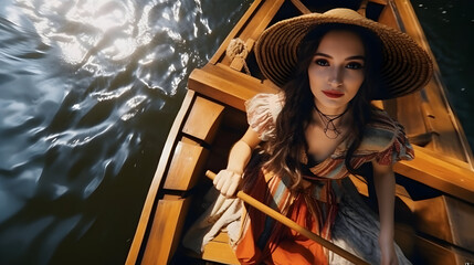 woman in a boat