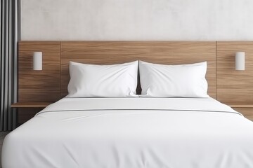 Fototapeta na wymiar A Bed In A Hotel Room