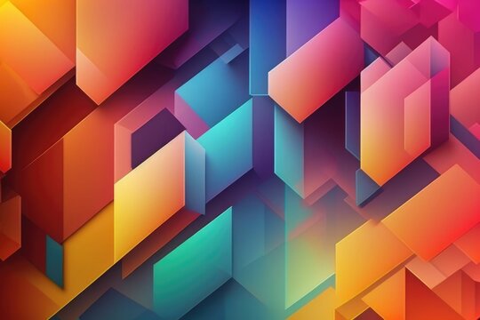 Digital rainbow color mosaic, abstract graphic shapes background © DNY3D