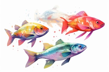 Transparent illustration of trout fish or rainbow fish swimming in freshwater. Generative AI