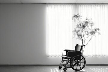 Lonely Elderly Person In Wheelchair Looking Out Of Nursing Home Window