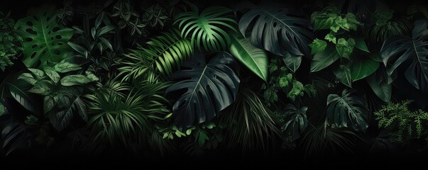 A Wall Of Tropical Plants - obrazy, fototapety, plakaty