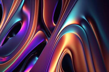 Energy concept curved neon lines with abstract shape glowing in ultraviolet spectrum