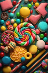 Fototapeta na wymiar Multicolored lollipop with swirls