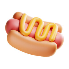 hot dog 3d icon rendering transparent background