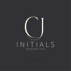 Black White Minimalist Wedding Monogram Logo, CJ logo, Monogram Initials Logo, CJ Initials